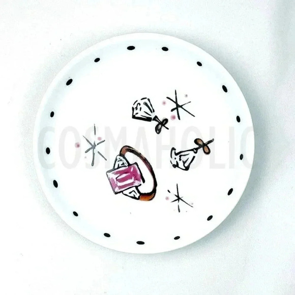Jewelry Trinket Tray Decorated Ring Earring Print Black White Decor - Picture 1 of 2
